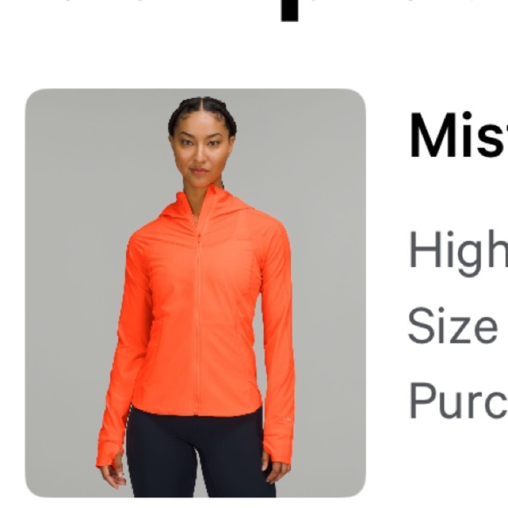 Lululemon Mist over Windbreaker, Highlight Orange jacket size 6 - Picture 5 of 11
